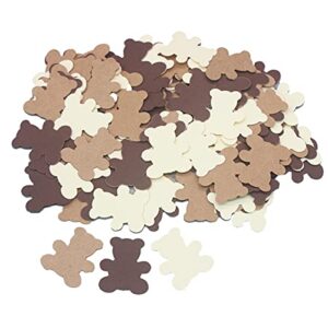 300pcs cream brown teddy bear baby shower table confetti sprinkles scatter, we can bearly wait baby shower decorations, boy girl first birthday nuetral rustic party décor