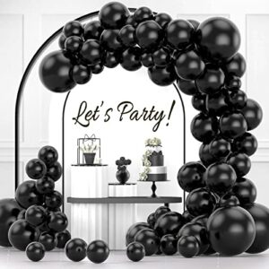 black balloons garland kit, 100pcs 18in 12in 10in 5in black latex party balloons arch kit for birthday weddings anniversary graduation black themed party decorations