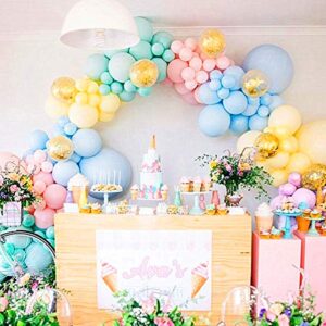 Pastel Balloons Arch Garland Kit 5" 12" 18 inch Macaron Color Pastel Balloons Different Sizes and Gold Confetti Balloons Set for Wedding Birthday Baby Shower Party Decorations