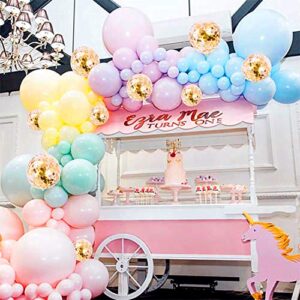 Pastel Balloons Arch Garland Kit 5" 12" 18 inch Macaron Color Pastel Balloons Different Sizes and Gold Confetti Balloons Set for Wedding Birthday Baby Shower Party Decorations