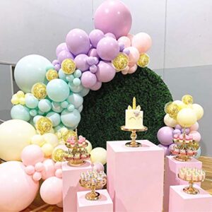 Pastel Balloons Arch Garland Kit 5" 12" 18 inch Macaron Color Pastel Balloons Different Sizes and Gold Confetti Balloons Set for Wedding Birthday Baby Shower Party Decorations