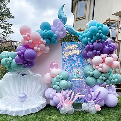 119Pcs Mermaid Balloon Garland Kit, Mermaid Tail Arch Party Decorations with Pink Purple Blue Balloons for Girls Mermaid Birthday Party Under The Sea Party Decorations