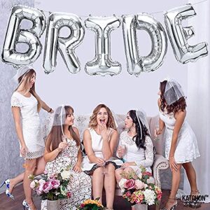 KatchOn, Giant Bride Balloons Silver, 40 Inch - Bachelorette Party Decorations | Silver Bride Balloons for Bridal Shower Decorations | Bridal Shower Balloons | Bride Balloon Silver, Engagement Décor