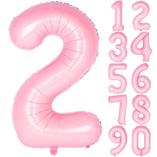 40 Inch Tiffany Pink Numbers 0-9 Birthday Party Decorations Helium Foil Mylar Number Balloon 2