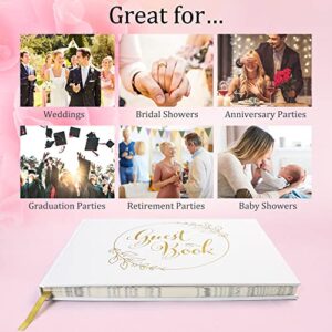 LotFancy Wedding Guest Book, 10x8’’ Sign in Book, 128 Pages Thick Paper with Gold Foil Hardcover, Personalized Keepsake for Reception, Baby Shower, Anniversary, Birthday