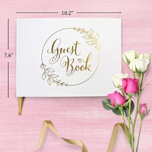 LotFancy Wedding Guest Book, 10x8’’ Sign in Book, 128 Pages Thick Paper with Gold Foil Hardcover, Personalized Keepsake for Reception, Baby Shower, Anniversary, Birthday