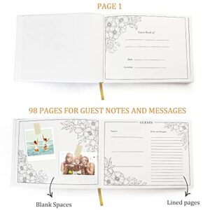 LotFancy Wedding Guest Book, 10x8’’ Sign in Book, 128 Pages Thick Paper with Gold Foil Hardcover, Personalized Keepsake for Reception, Baby Shower, Anniversary, Birthday