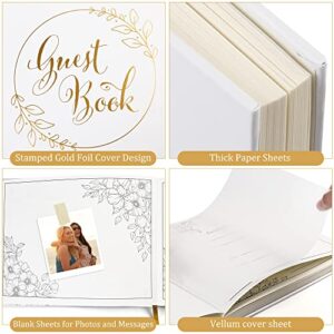 LotFancy Wedding Guest Book, 10x8’’ Sign in Book, 128 Pages Thick Paper with Gold Foil Hardcover, Personalized Keepsake for Reception, Baby Shower, Anniversary, Birthday