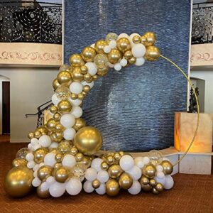 Gold Balloons 60 Pack 12 inch Matte White Metal Gold and Confetti Latex Globo Balloon Bulk with 33 Ft Gold Ribbon for Wedding Birthday Party Graduation Engagement Bridal Shower Decorations