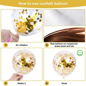 Gold Balloons 60 Pack 12 inch Matte White Metal Gold and Confetti Latex Globo Balloon Bulk with 33 Ft Gold Ribbon for Wedding Birthday Party Graduation Engagement Bridal Shower Decorations