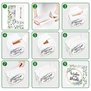 Outus 51 Pieces Wedding Advice Cards and Box Set, Greenery Advice Card Holder Box, 50 Pieces Double Sided Advice and Wishes Cards for Wedding Decorations Bridal Shower Activity Baby Shower Party