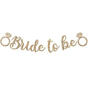 Pre-Strung Bride To Be Banner - NO DIY - Gold Glitter Bachelorette Bridal Party Banner in Script - Pre-Strung Garland on 8 ft Strand - Gold Bachelorette Bridal Party Decorations & Decor. Did we mention no DIY?