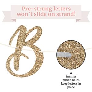 Pre-Strung Bride To Be Banner - NO DIY - Gold Glitter Bachelorette Bridal Party Banner in Script - Pre-Strung Garland on 8 ft Strand - Gold Bachelorette Bridal Party Decorations & Decor. Did we mention no DIY?