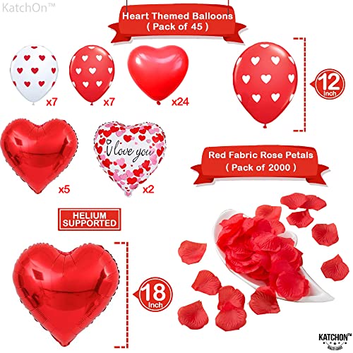 Huge, I Love You Balloons Set - Pack of 54 | Pack of 2000 Rose Petals for Romantic Night for Him Set | Red Heart Balloons, Valentines Day Decor | Valentine Balloons, Romantic Decorations Special Night