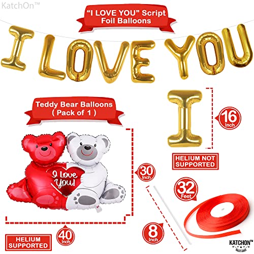 Huge, I Love You Balloons Set - Pack of 54 | Pack of 2000 Rose Petals for Romantic Night for Him Set | Red Heart Balloons, Valentines Day Decor | Valentine Balloons, Romantic Decorations Special Night