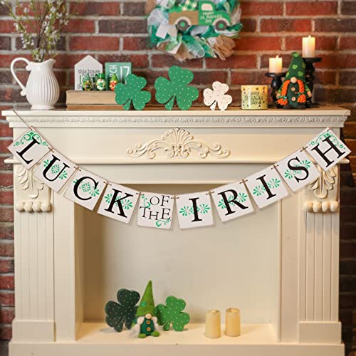 St. Patrick's Day Banner, Luck of the Irish Decoration, Vintage St. Patrick's Day Decor for Home Mantle Fireplace Party Window