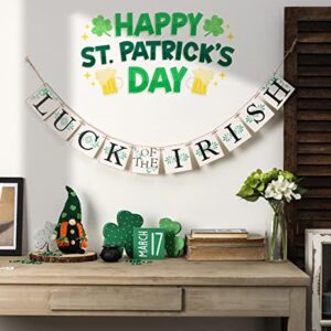 St. Patrick's Day Banner, Luck of the Irish Decoration, Vintage St. Patrick's Day Decor for Home Mantle Fireplace Party Window