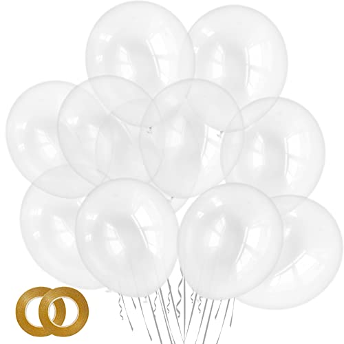 Clear Latex Balloons 12 Inch, Transparent balloons Pack of 100, Party Balloons for Baby Shower, Helium Balloons Clear for Birthday wedding-clear