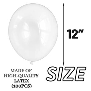 Clear Latex Balloons 12 Inch, Transparent balloons Pack of 100, Party Balloons for Baby Shower, Helium Balloons Clear for Birthday wedding-clear