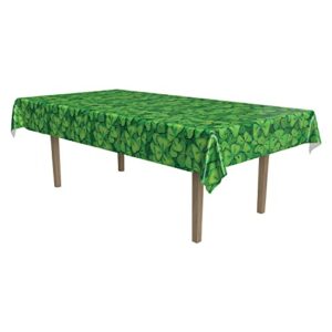 beistle printed plastic shamrock table cover luck of the irish celebrations and happy st. patrick’s day party supplies, 54″x108″, green