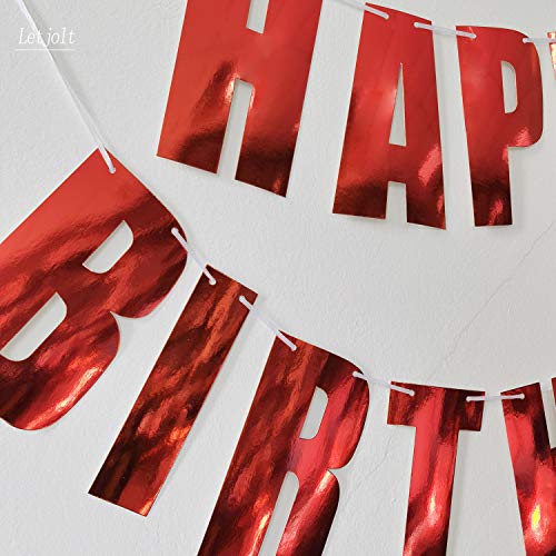 Glossy Red Happy Birthday Metallic Banner Signs for Funny Summer Birthday Supplies Decoration Nursery Hanging 13pcs