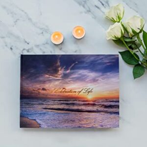 LIFETOO Ocean Funeral Guest Book 12" x 8", Celebration of Life Guest Books, Memorial Service Guest Book Sign for Funerals | Guest Book for Funeral, Guests Sign in Book Memory Book for Funeral Guest