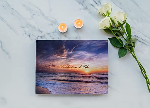 LIFETOO Ocean Funeral Guest Book 12" x 8", Celebration of Life Guest Books, Memorial Service Guest Book Sign for Funerals | Guest Book for Funeral, Guests Sign in Book Memory Book for Funeral Guest