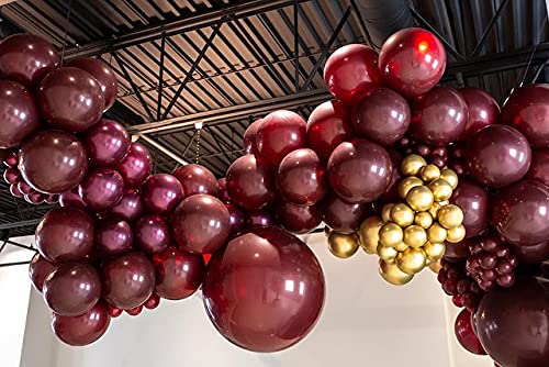 138PCS Burgundy Balloon Garland Arch Kit Burgundy Balloons Blush Balloons and Metallic Gold Latex Balloons for Valentines Day Wedding Bachelorette Birthday Bridal Baby Shower Decoration