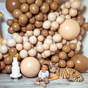 204pcs 10inch /5inch/ 18inch skin and coffee latex balloon for birthday party decoration baby shower wedding ceremony balloon anniversary decorations arch balloon tower (coffee)