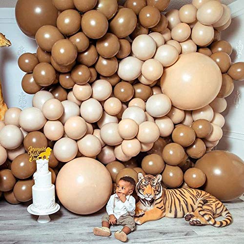 204pcs 10inch /5inch/ 18inch Skin and Coffee Latex Balloon for Birthday Party Decoration Baby Shower Wedding Ceremony Balloon Anniversary Decorations Arch Balloon Tower (coffee)