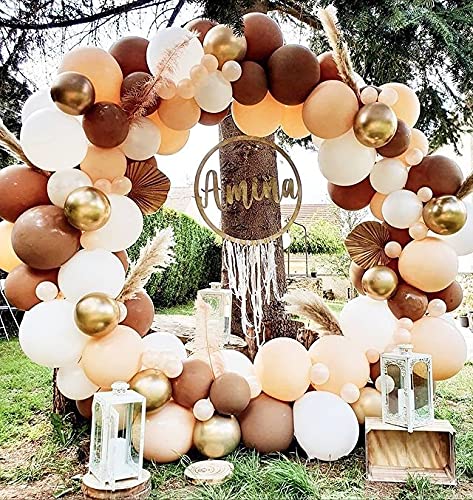 204pcs 10inch /5inch/ 18inch Skin and Coffee Latex Balloon for Birthday Party Decoration Baby Shower Wedding Ceremony Balloon Anniversary Decorations Arch Balloon Tower (coffee)