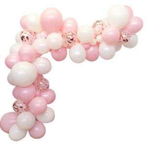 100pcs DIY Balloons Garland with Pink and White Balloons Confetti Balloons Perfect for Birthday Party Bridal Baby Shower Engagement Wedding Party Decor