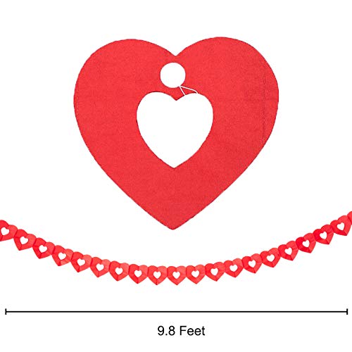 JOYIN 27 Pieces Valentines Day Decoration Kit with 1 Heart Shaped Garland, 2 Tissue Fans, 2 Tissue Poms, 6 Heart String, 8 Double Swirls and 4 Foil Cutouts Swirls and 4 Cardstock Cutouts Swirls