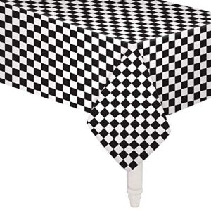 oojami pack of 6 black & white checkered flag table cover party favor/checkered tablecloth/disposable checkered racing table cover