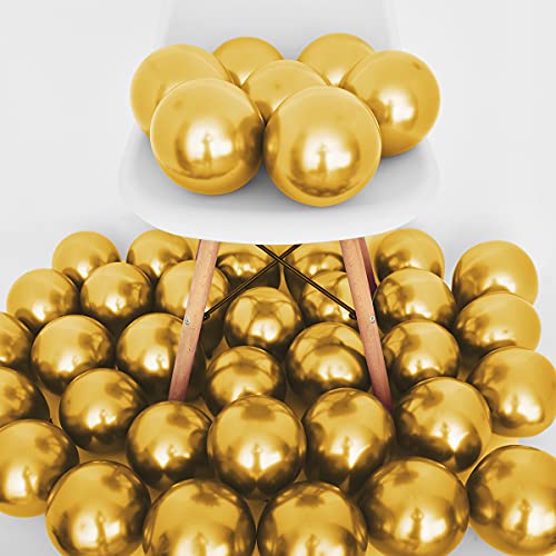 50 Pcs 5 Inch Metallic Gold Balloons, Chrome Gold Balloons for Baby Bridal Shower Gold Birthday Graduation Party Decorations