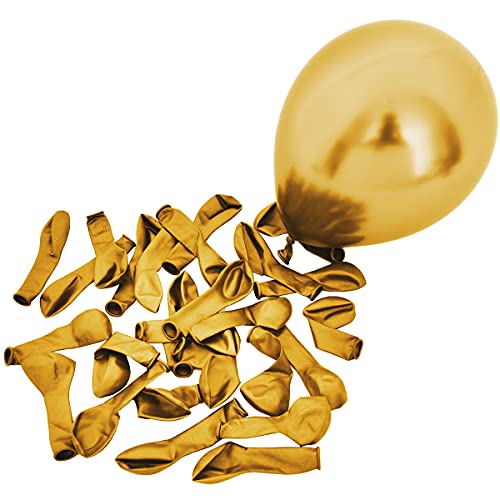 50 Pcs 5 Inch Metallic Gold Balloons, Chrome Gold Balloons for Baby Bridal Shower Gold Birthday Graduation Party Decorations