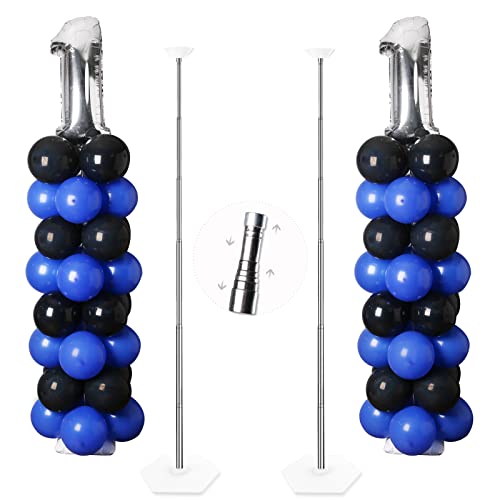 TEKXYZ Telescoping Balloon Stand Set of 2, 1.5ft to 7ft Free Adjustable Metal Balloon Column Stand for Party Decorations