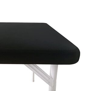 Monibana Cocktail Fitted Spandex Stretch Square Table Covers Caps Elastic Square Tablecloth Black Table Topper 34x34 Inch