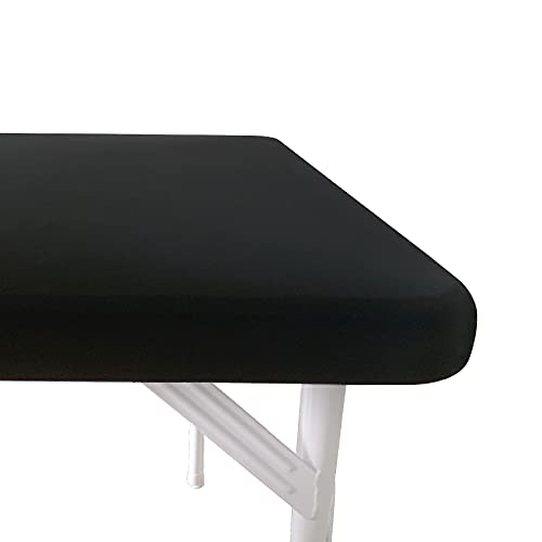 Monibana Cocktail Fitted Spandex Stretch Square Table Covers Caps Elastic Square Tablecloth Black Table Topper 34x34 Inch