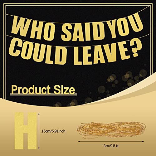 Who Said You Could Leave Banner Retirement Party Decorations Supplies Gold Glitter Retirement Banner Retirement Sign Garland for Gifts Goodbye Party Going Away Farewell Decor Office Graduation Work