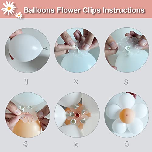 Boho Daisy Balloon Garland Retro Dusty Pink Blush Nude Light Pink Pastel Orange White Balloons Rose Gold Confetti Balloon Arch Kit for Baby Shower Wedding Birthday Party Decorations