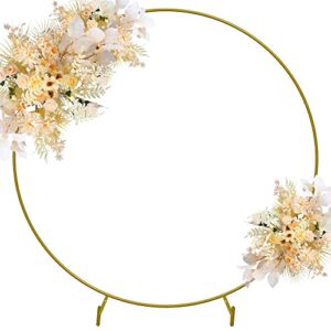 wokceer 7.2ft gold round backdrop stand metal circle wedding balloon arch frame backdrop floral background decoration for bridal shower anniversary ceremony birthday party candy tables celebration