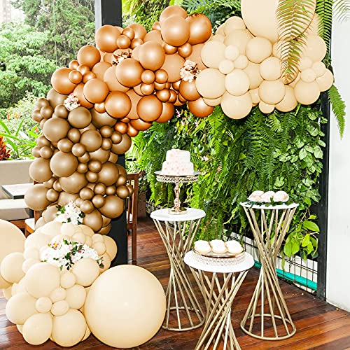 120 Pieces 5 Inch Retro Latex Balloons Retro Party Balloons for Baby Shower Birthday Wedding Engagement Graduation Party Art Performance Reveal Decoration (Caramel, Coffee, Apricot)