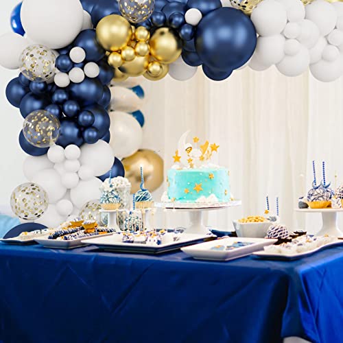 Holicolor 174pcs Navy Blue Gold Balloons Garland Arch Kit, Metallic Gold Latex White Confetti Mixed Sizes Balloons Foil Balloons for Baby Shower Birthday Party Wedding Graduation Decoration
