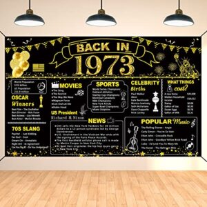 darunaxy 50th birthday black gold party decoration, back in 1973 banner 50 year old birthday party poster supplies vintage 1973 backdrop photography background for men & women 50th class reunion decor