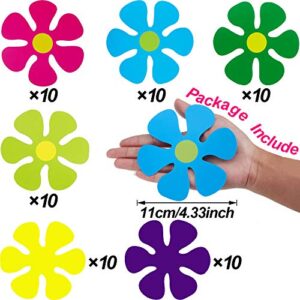 60 Pieces Flower Shaped Cutouts Mini Retro Flower Cutouts for Hippie Party Craft Home Wall Decoration