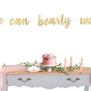 We Can Bearly Wait Banner - Teddy Bear Baby Shower Decorations, Decor for a Bear Themed Baby Shower, Smash Cake Props