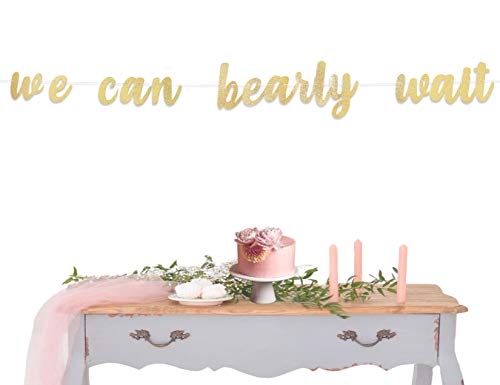 We Can Bearly Wait Banner - Teddy Bear Baby Shower Decorations, Decor for a Bear Themed Baby Shower, Smash Cake Props