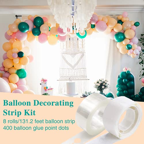 Aubeco Balloon Arch Strip Kit, Decorating Strip Kit for Arch Garland, 131.2 Feet Balloon Tape Strips with 400 Balloon Glue Point Dots Stickers for Party Wedding Birthday Baby Shower (Upgraded Version)