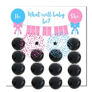 rool – gender reveal ideas party supplies game pack – gender reveal dart board game, balloon for girl or boy, decoration balloons confetti, pink, blue and black gender reveal balloons